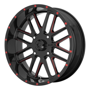 22X7 MSA Offroad Wheels M35 BANDIT GLOSS BLACK MILLED W/ RED TINT 4X137