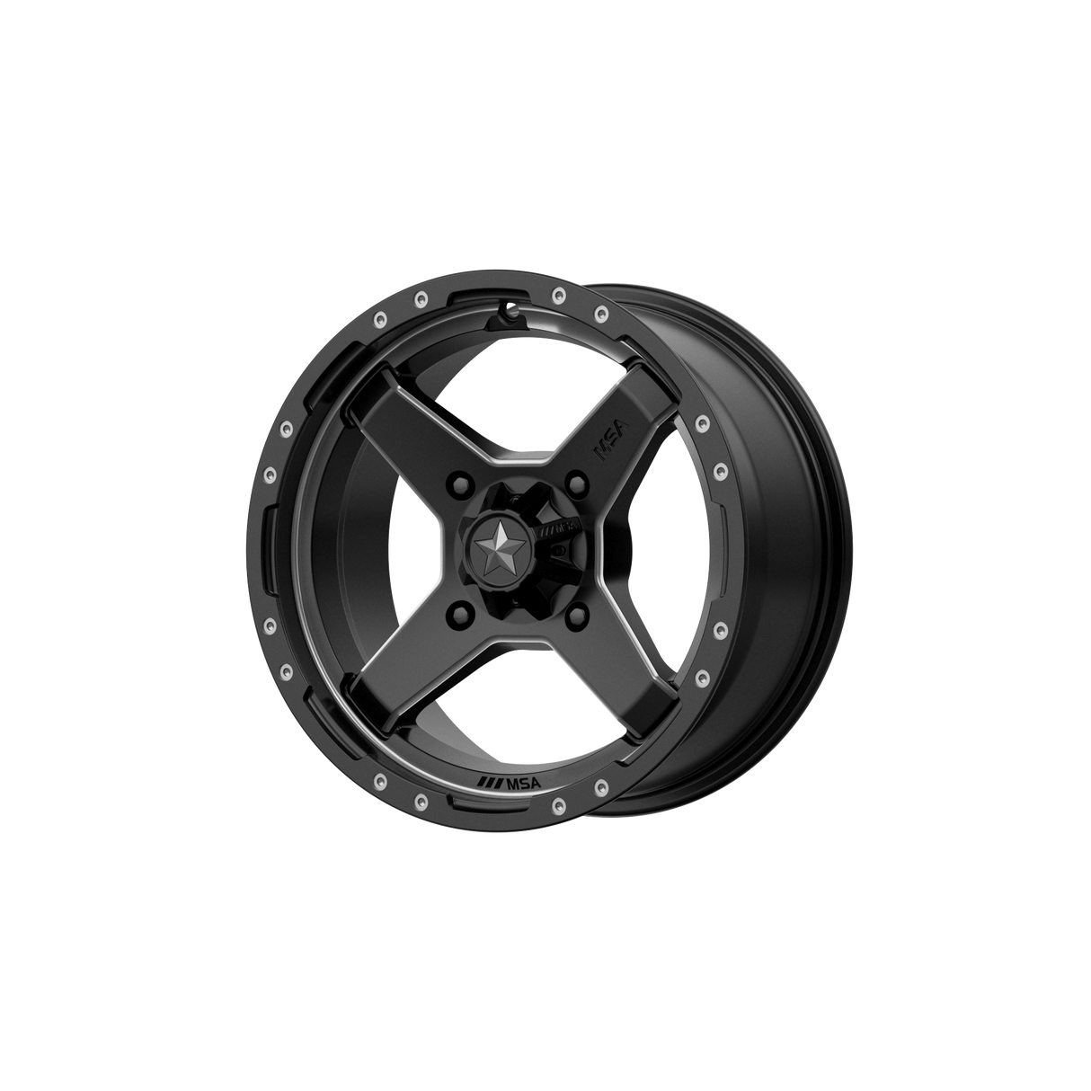 16X7 MSA Offroad Wheels M39 CROSS SATIN BLACK W/ TITANIUM TINT 4X137