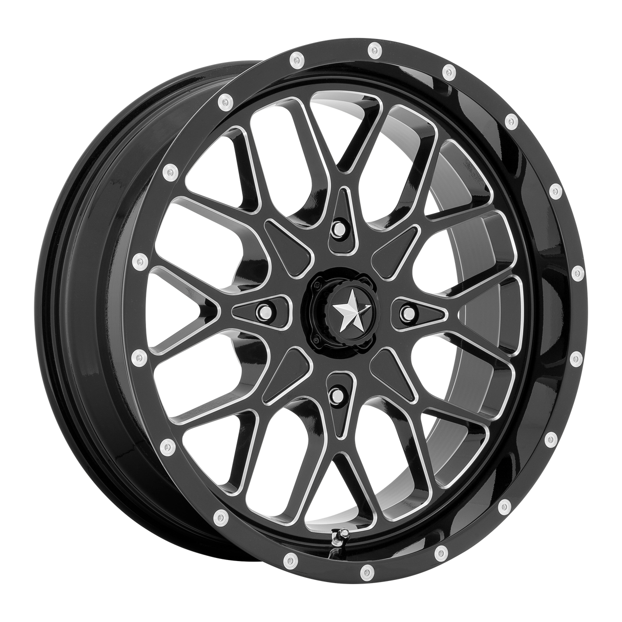 14X7 MSA Offroad Wheels M45 PORTAL GLOSS BLACK MILLED 4X137