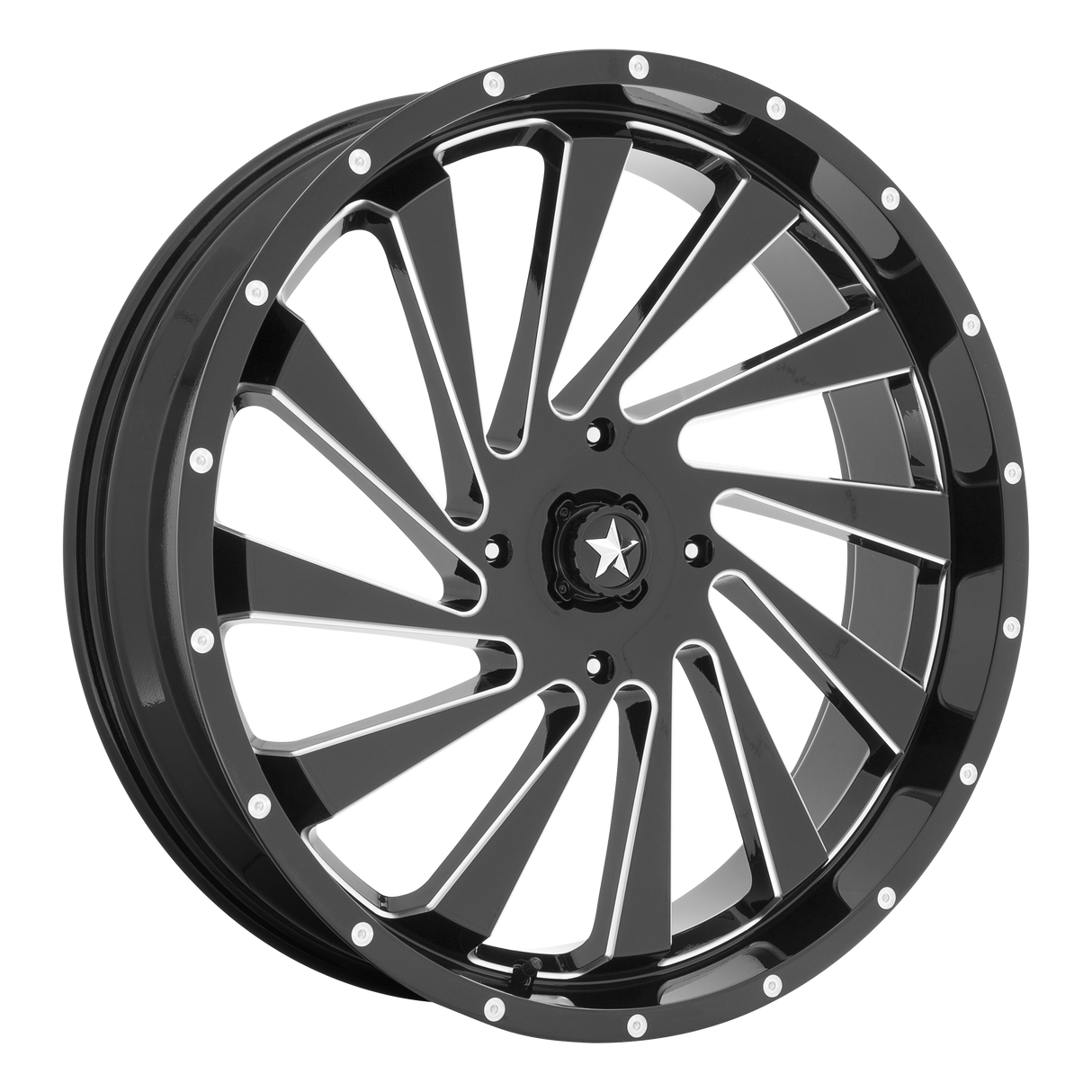 18X7 MSA Offroad Wheels M46 BLADE GLOSS BLACK MILLED 4X137