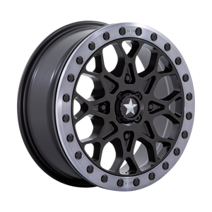 15X6 MSA Offroad Wheels M48 PORTAL BEADLOCK SATIN BLACK W/ GRAY TINT RING 4X110