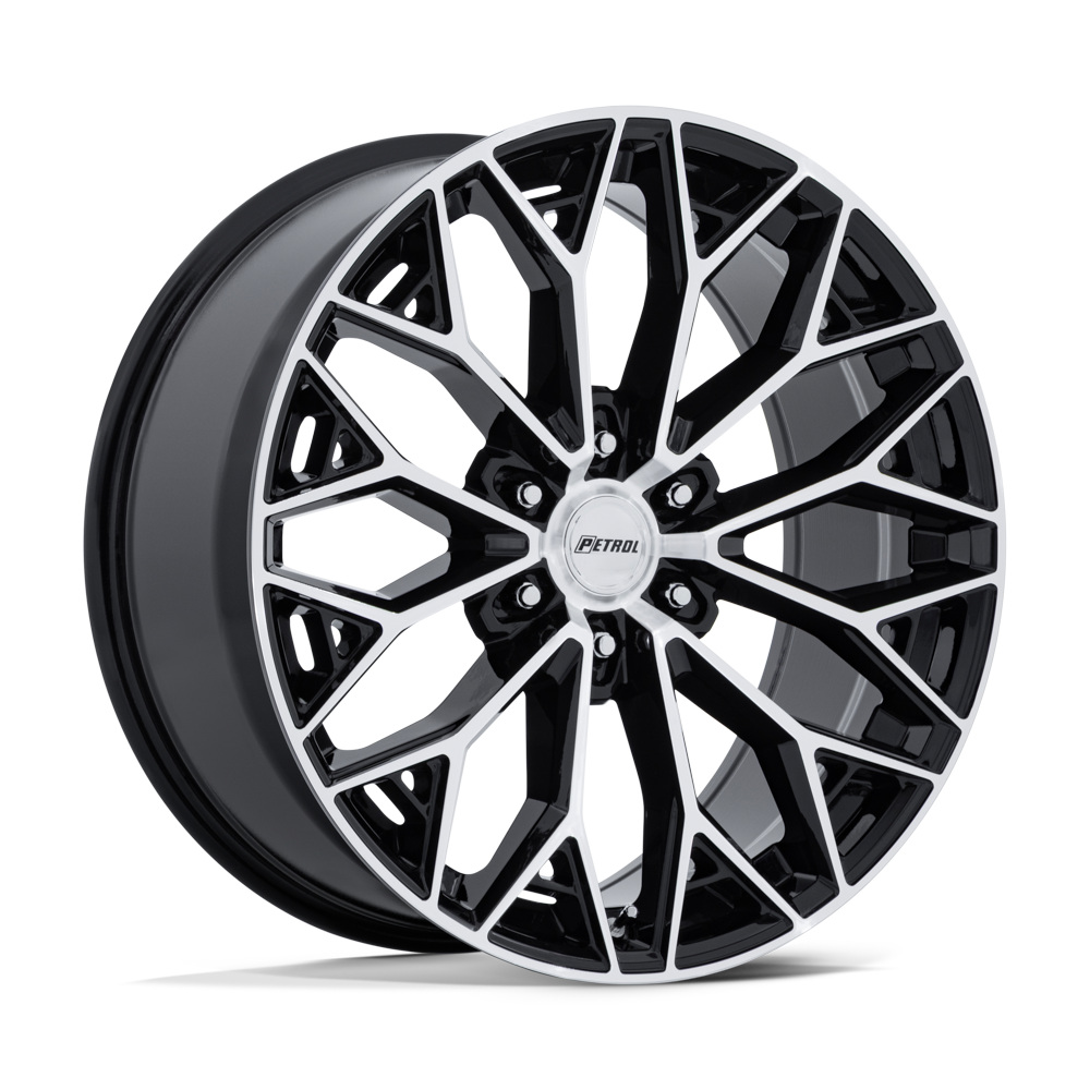 20X9.5 Petrol PE006 P5E GLOSS BLACK W/ MACHINED FACE 6X135