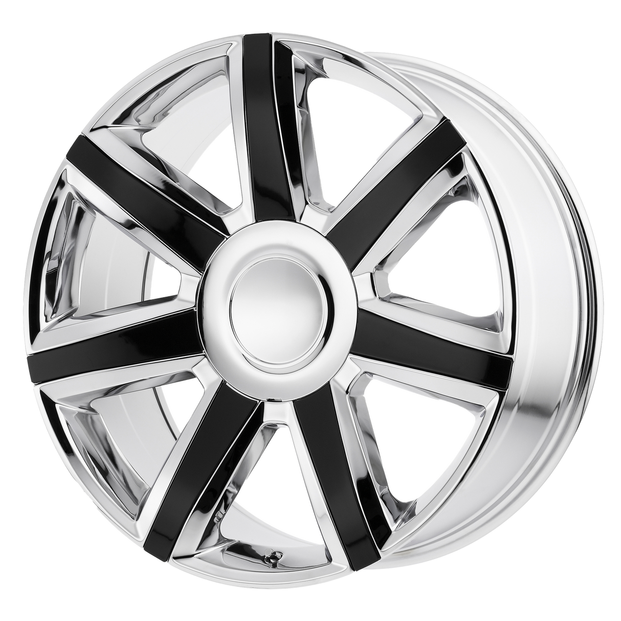 22X9 Performance Replicas PR164 CHROME W/ GLOSS BLACK ACCENTS 6X139.7