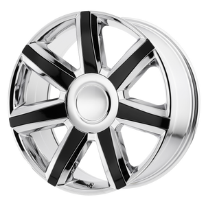 22" Performance Replicas PR164 CHROME W/ GLOSS BLACK ACCENTS 6X139.7
