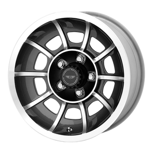 15X8.5 American Racing Vintage VN47 VECTOR ANTHRACITE GRAY W/ MACH FACE 5X120.65