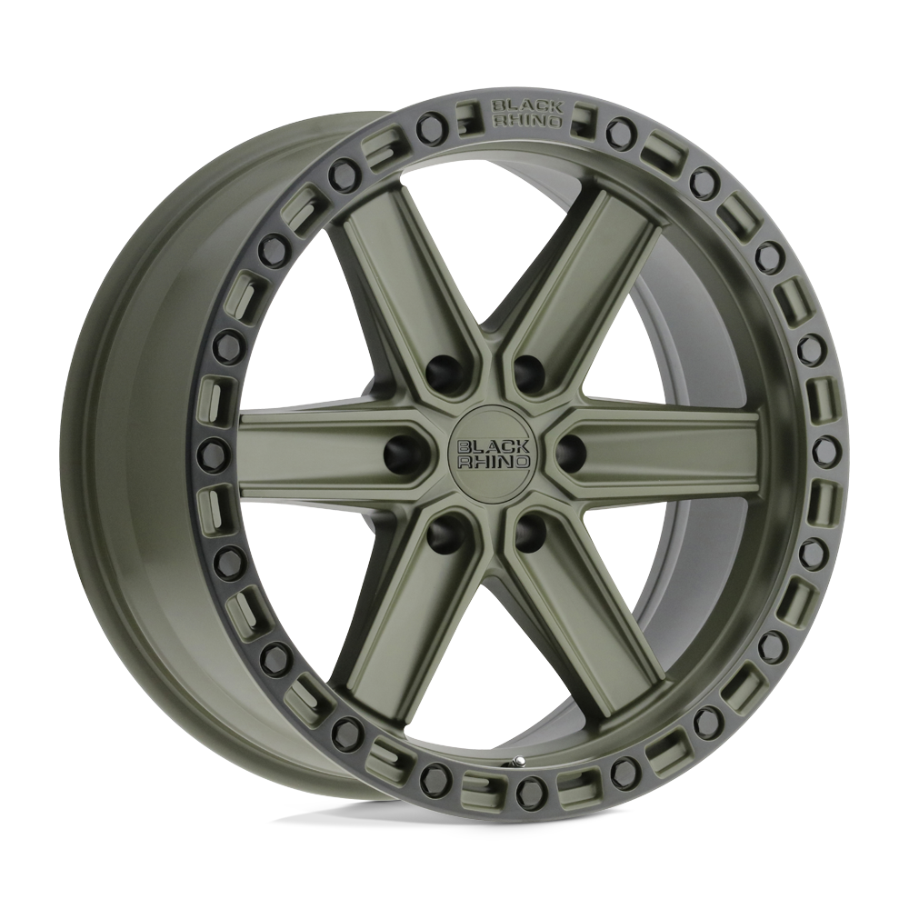 17" Black Rhino Hard Alloys HENDERSON OLIVE DRAB GREEN W/ BLACK RING 6X135