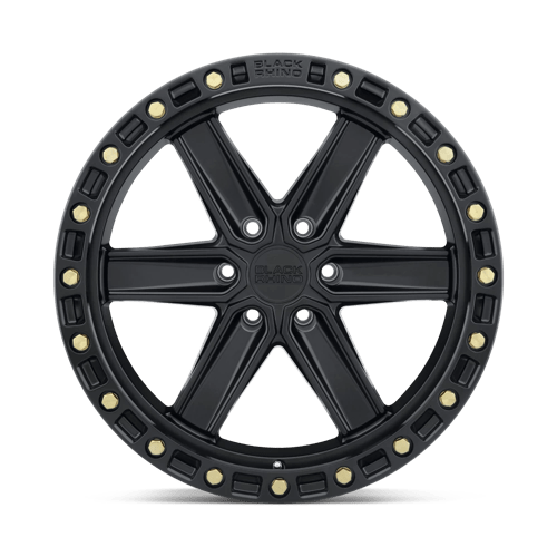 20X9.5 Black Rhino Hard Alloys HENDERSON MATTE BLACK W/ BRASS BOLTS 6X139.7