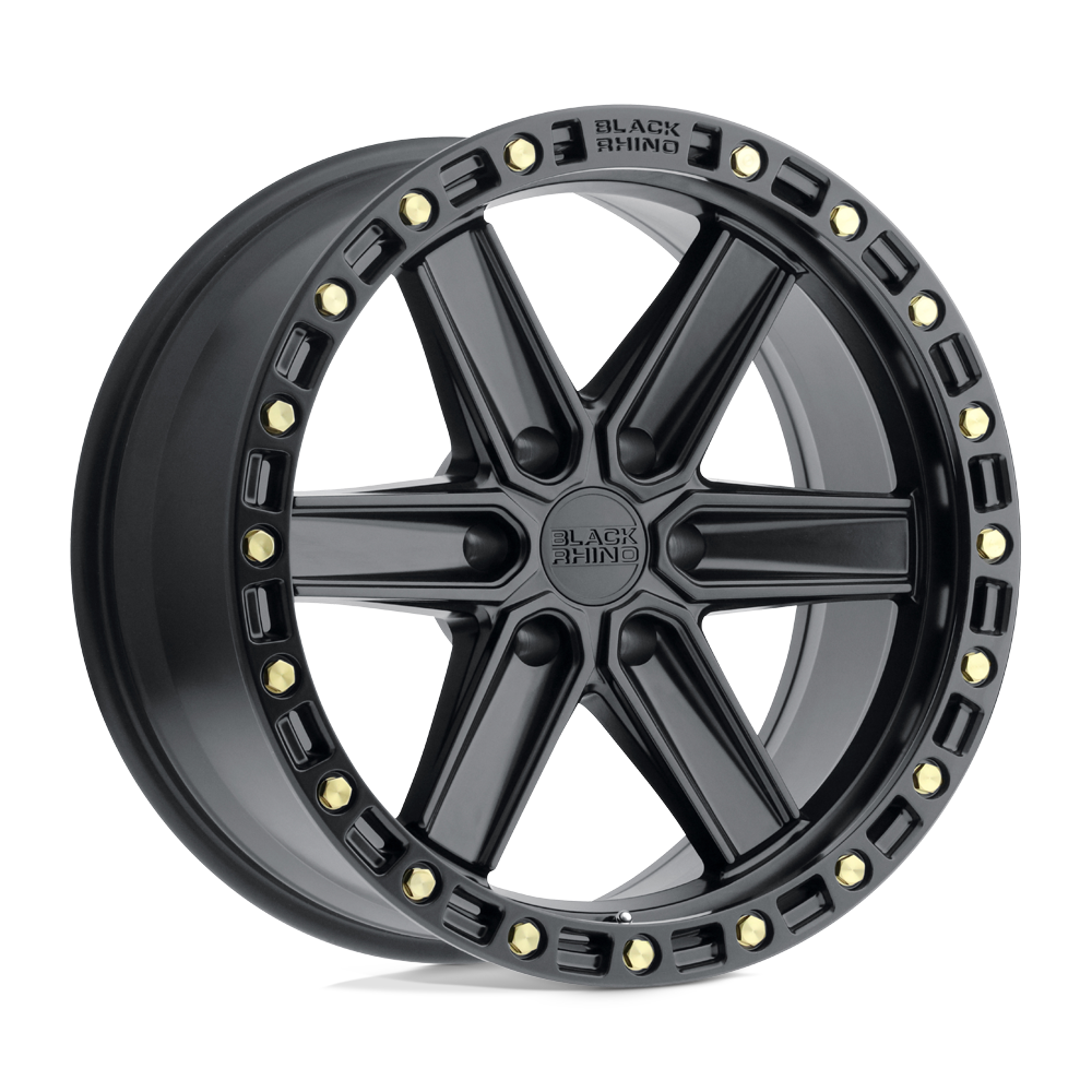 20" Black Rhino Hard Alloys HENDERSON MATTE BLACK W/ BRASS BOLTS 6X139.7