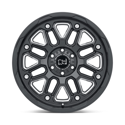 18X9.5 Black Rhino Hard Alloys HOLLISTER GLOSS BLACK W/ MILLED SPOKES 8X165.1