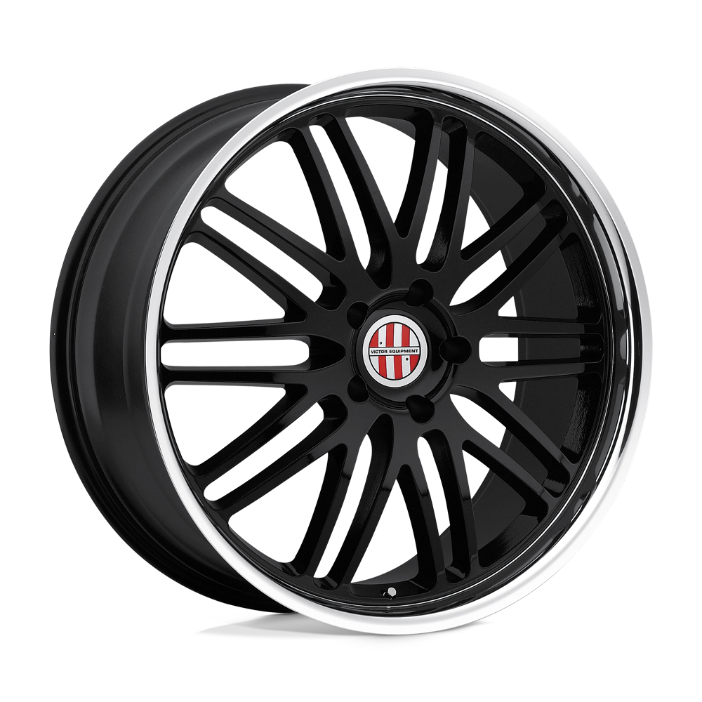 20" Victor Equipment LEMANS GLOSS BLACK W/ MIRROR CUT LIP 5X130