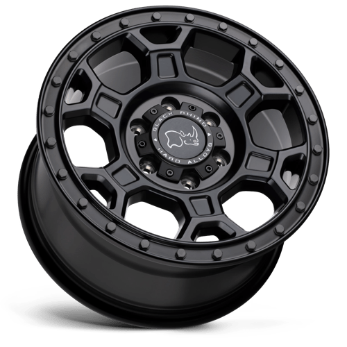 18" Black Rhino Hard Alloys MIDHILL MATTE BLACK W/ GUNMETAL BOLTS 6X130