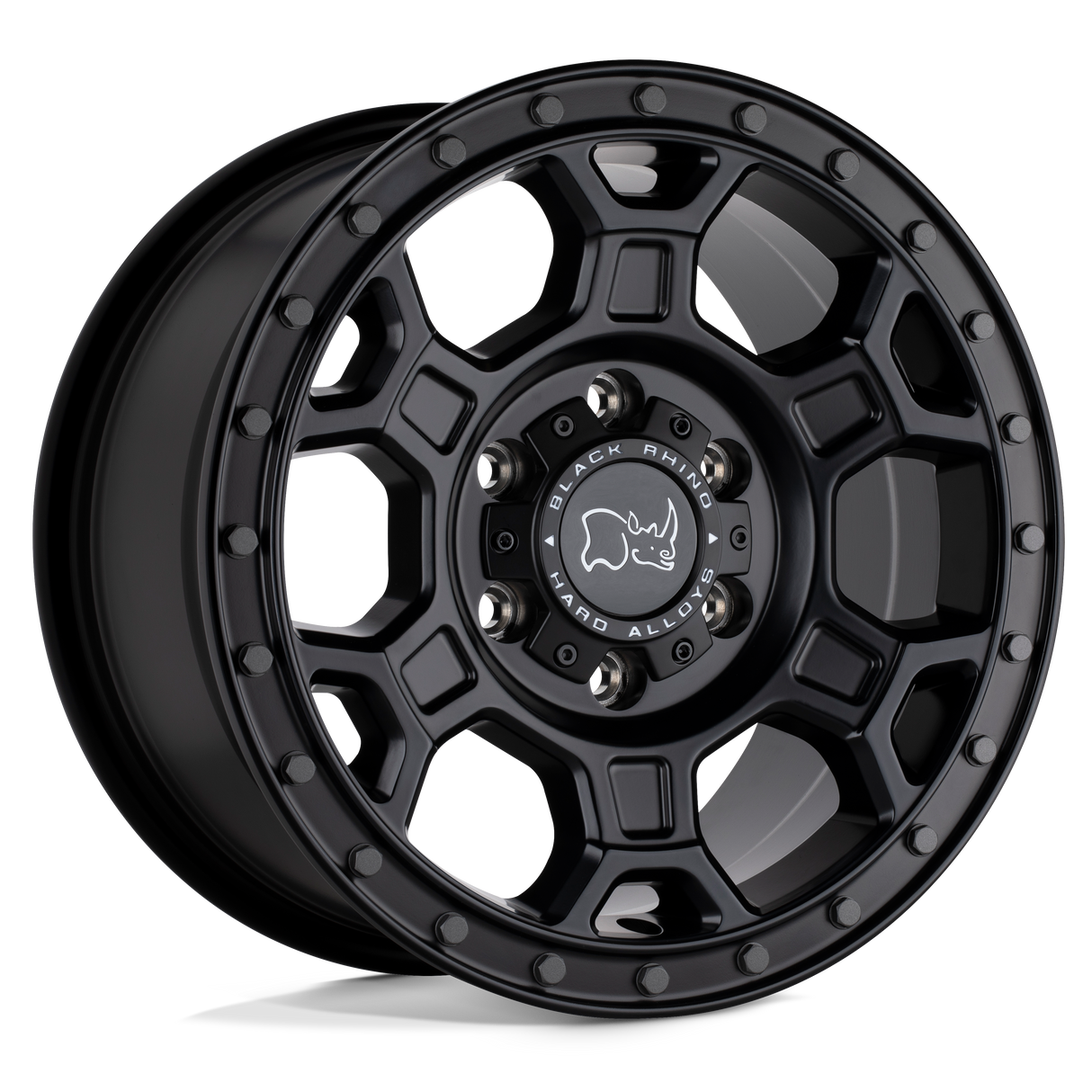 17X8 Black Rhino Hard Alloys MIDHILL MATTE BLACK W/ GUNMETAL BOLTS 6X130