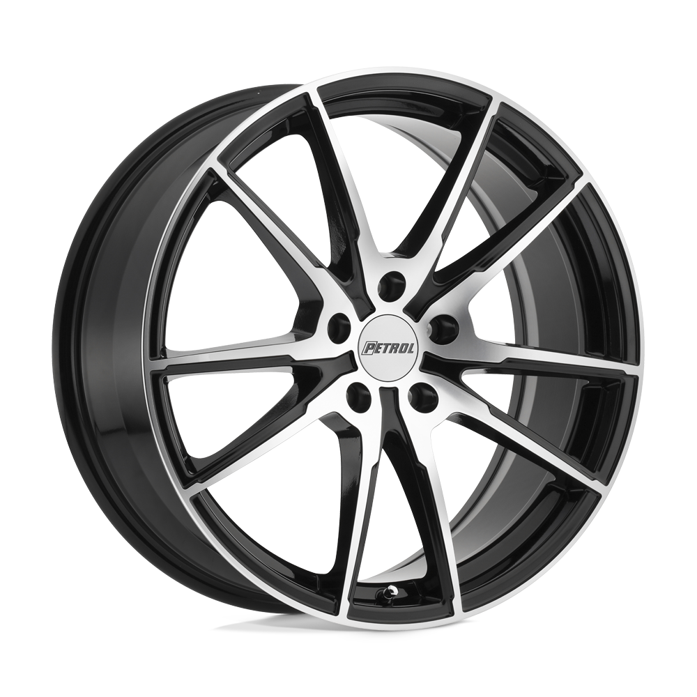 17" Petrol P0A GLOSS BLACK W/ MACH CUT FACE 5X112