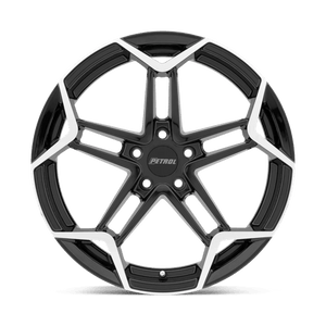 19" Petrol P1A GLOSS BLACK W/ MACH CUT FACE 5X108