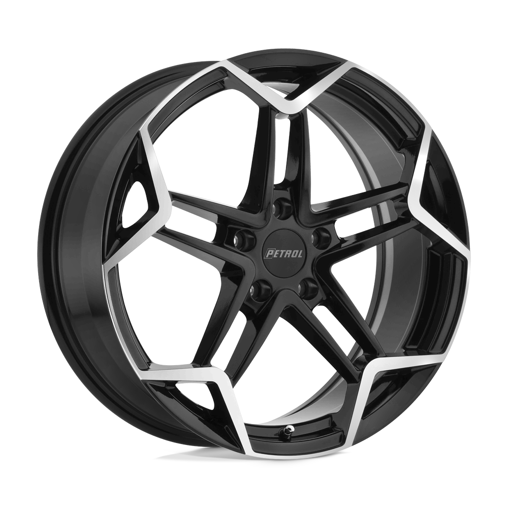 17X8 Petrol P1A GLOSS BLACK W/ MACH CUT FACE 5X112