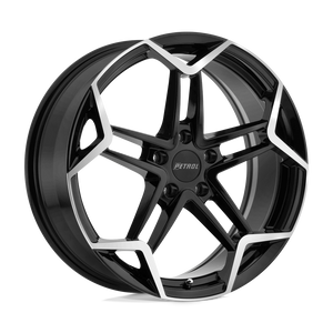 17" Petrol P1A GLOSS BLACK W/ MACH CUT FACE 5X112