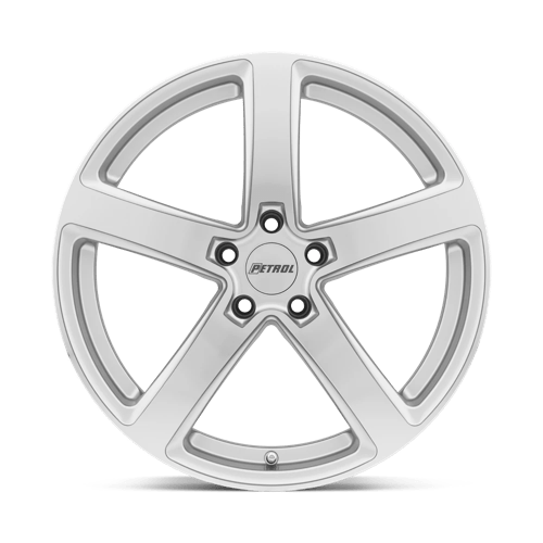 18X8 Petrol P2A SILVER W/ MACHINED CUT FACE 5X100