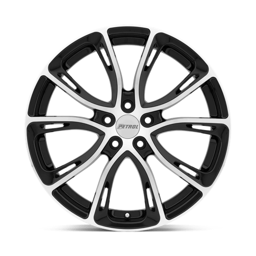 17X7.5 Petrol P5A GLOSS BLACK W/ MACH CUT FACE 5X108