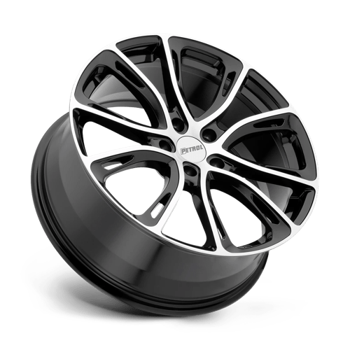19" Petrol P5A GLOSS BLACK W/ MACH CUT FACE 5X112