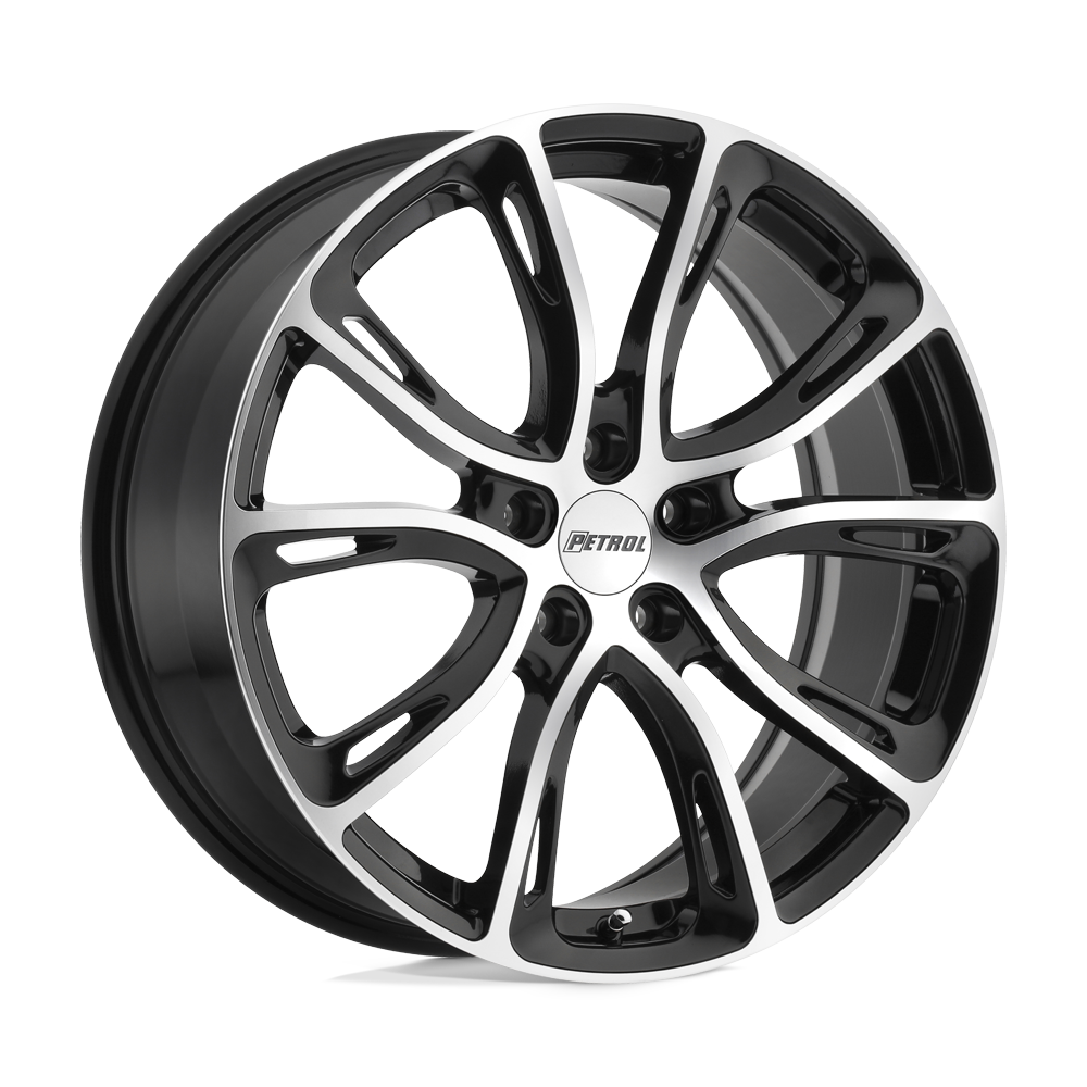 19" Petrol P5A GLOSS BLACK W/ MACH CUT FACE 5X112
