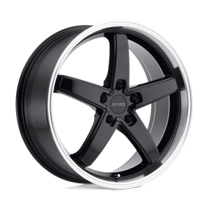 19" Petrol P1B GLOSS BLACK W/ MACH CUT LIP 5X120