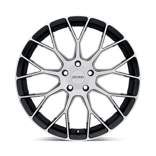 20X8.5 Petrol P2B GLOSS BLACK W/ MACH CUT FACE 5X112