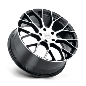 20X8.5 Petrol P2B GLOSS BLACK W/ MACH CUT FACE 5X114.3