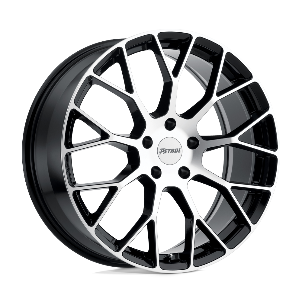 18X8 Petrol P2B GLOSS BLACK W/ MACH CUT FACE 5X108