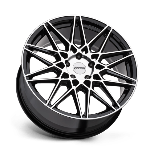 20" Petrol P3C GLOSS BLACK W/ MACH CUT FACE 5X112