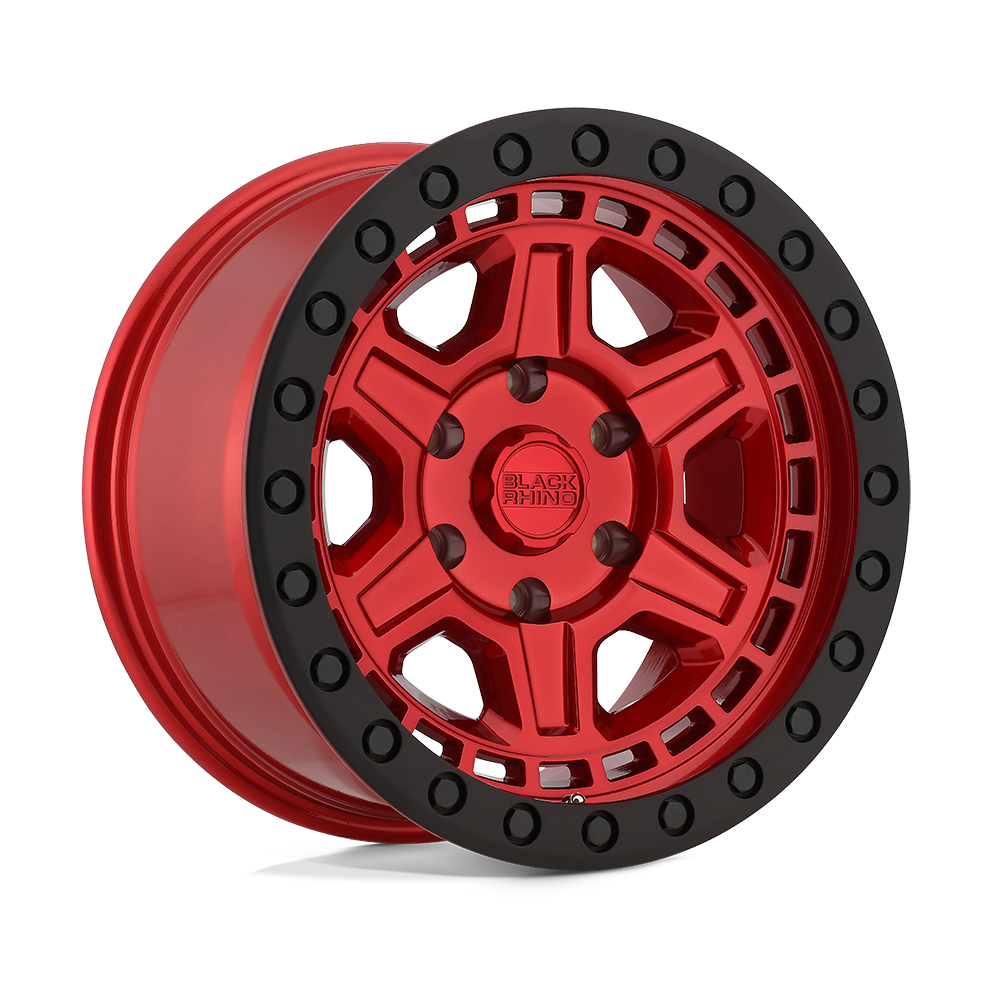 17" Black Rhino Hard Alloys RENO CANDY RED W/ BLACK RING & BOLT 6X139.7