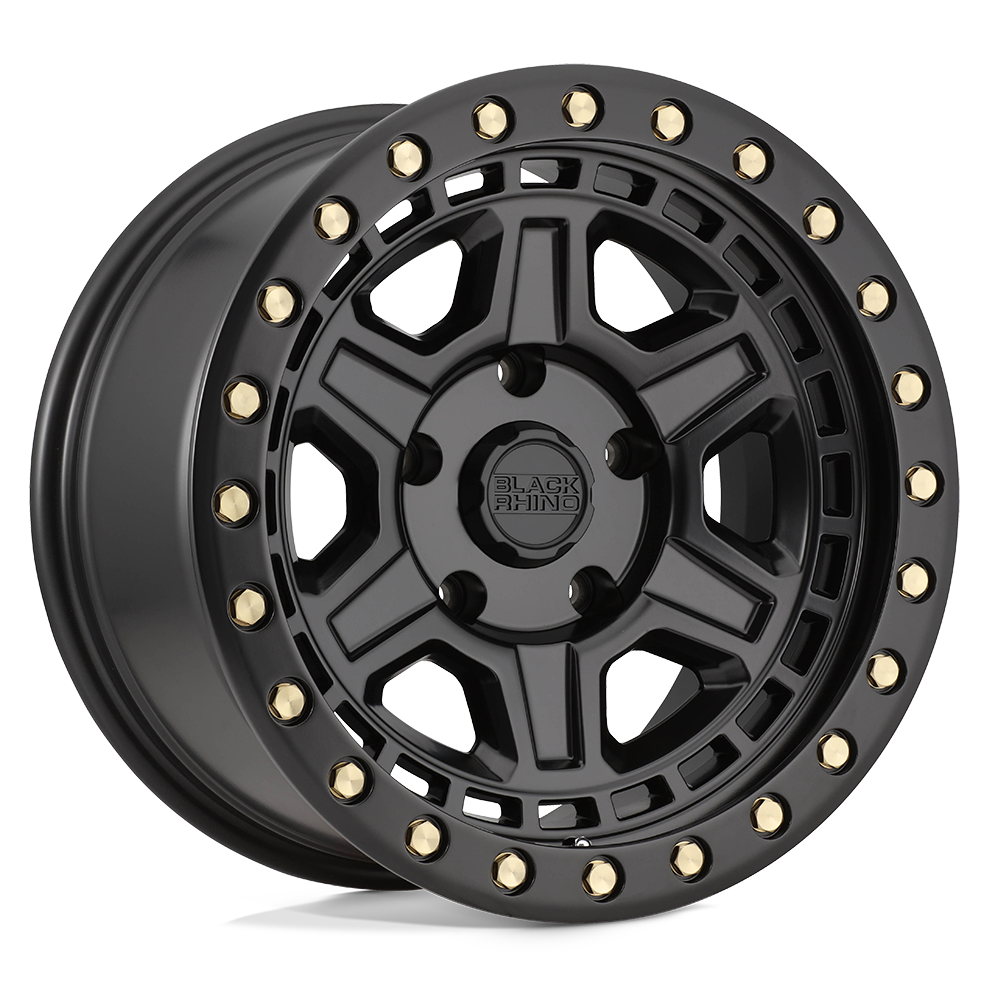 17" Black Rhino Hard Alloys RENO MATTE BLACK W/ BRASS BOLTS 5X139.7
