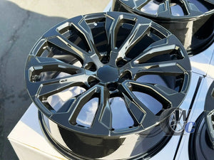 22” Wheels Fit Cadillac Escalade 1999–2026 |  OE Style Rims |  Gloss Black |  Set of 4
