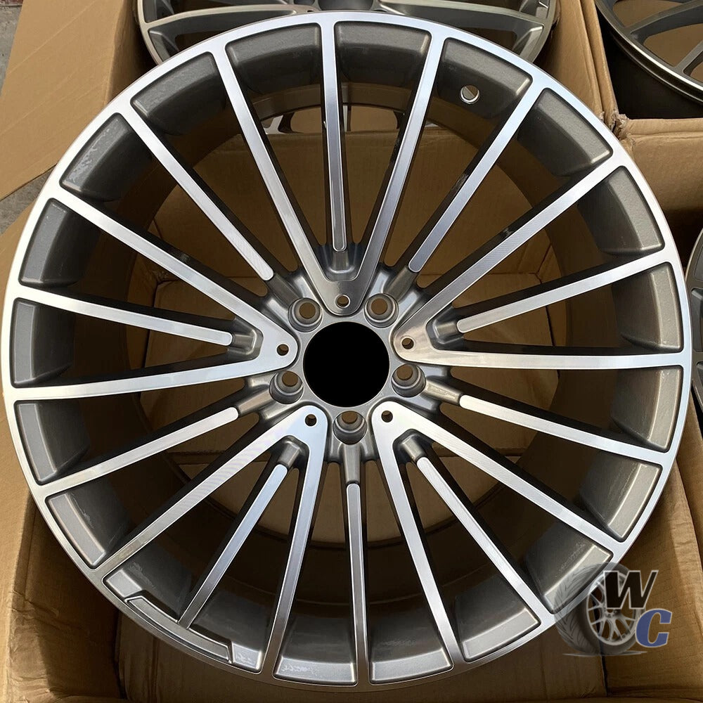 18” Wheels Fit Mercedes-Benz S-Class AMG 2014–2026 |  OE Style Rims |  Gun Metal Machined Face |  Staggered Set of 4