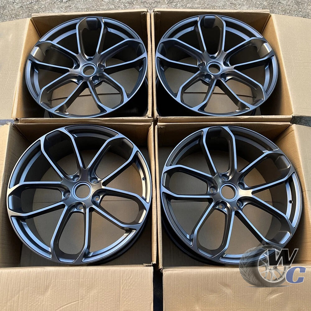 22” Wheels Fit Porsche Taycan 2020–2025 |  OE Style Rims |  Matte Black |  Staggered Set of 4