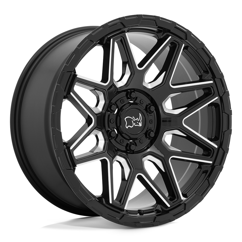 20" Black Rhino Hard Alloys SHOCKWAVE GLOSS BLACK W/ MILLED SPOKES 5X127