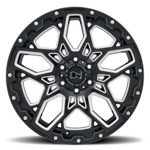 20" Black Rhino Hard Alloys SHRAPNEL GLOSS BLACK W/ MILLED SPOKES 5X150