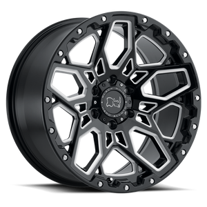 20" Black Rhino Hard Alloys SHRAPNEL GLOSS BLACK W/ MILLED SPOKES 5X150