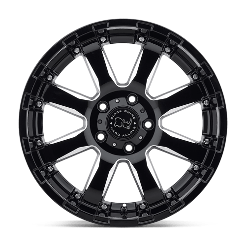 20" Black Rhino Hard Alloys SIERRA GLOSS BLACK W/ MILLED SPOKES 6X135