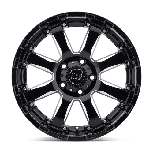 22X10 Black Rhino Hard Alloys SIERRA GLOSS BLACK W/ MILLED SPOKES 6X135