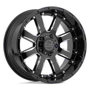 22" Black Rhino Hard Alloys SIERRA GLOSS BLACK W/ MILLED SPOKES 6X135