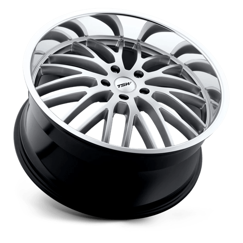 18X8 TSW SNETTERTON HYPER SILVER W/ MIRROR CUT LIP 5X108
