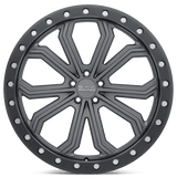 22" Black Rhino Hard Alloys TRABUCO M-GUNMETAL W/ BLACK RG & SLVR 5X112