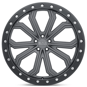 20" Black Rhino Hard Alloys TRABUCO M-GUNMETAL W/ BLACK RG & SLVR 5X127