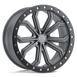 22" Black Rhino Hard Alloys TRABUCO M-GUNMETAL W/ BLACK RG & SLVR 5X112
