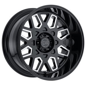 22" Black Rhino Hard Alloys PREDATOR GLOSS BLACK W/ MILLED WINDOWS 6X139.7