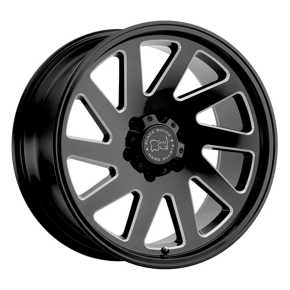 22X12 Black Rhino Hard Alloys THRUST GLOSS BLACK W/ MILLED SPOKES 8X180