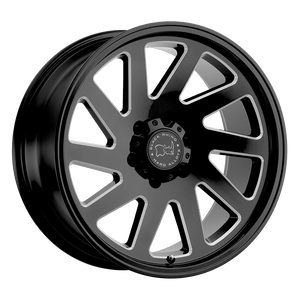 22X12 Black Rhino Hard Alloys THRUST GLOSS BLACK W/ MILLED SPOKES 8X180
