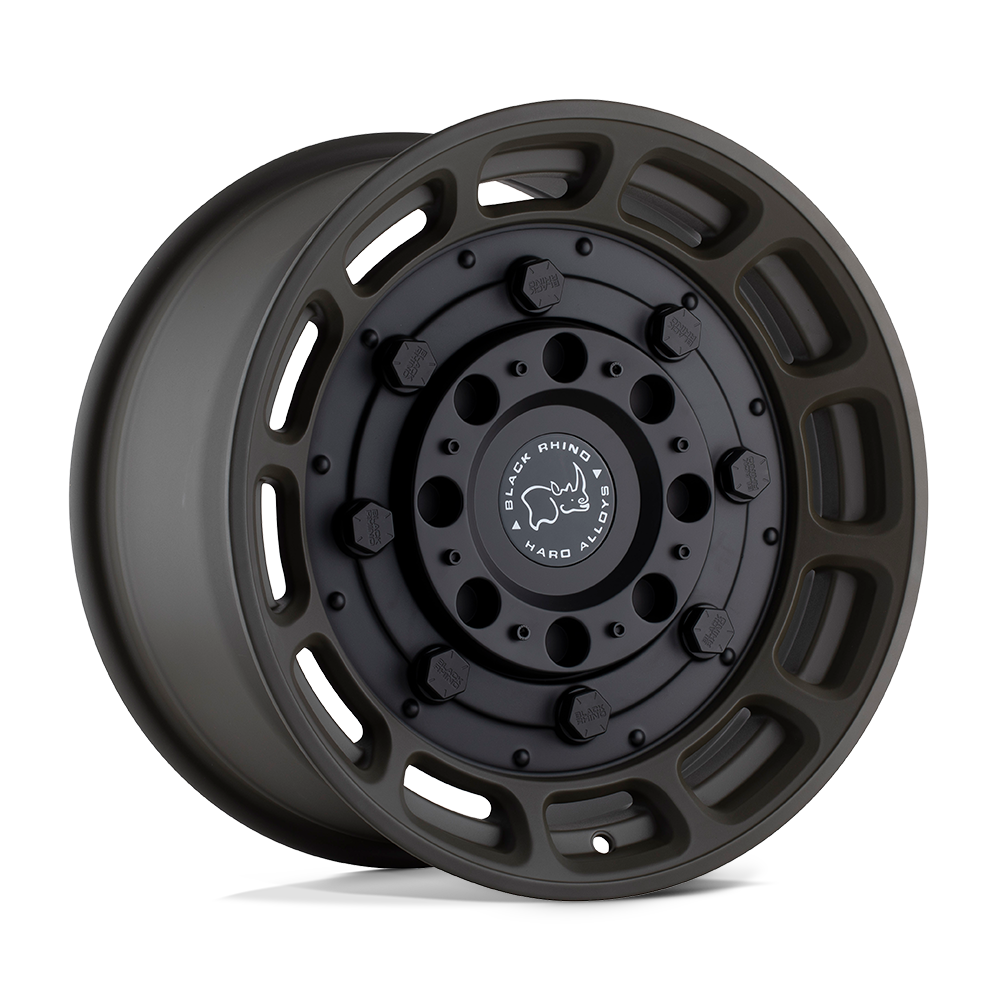 17" Black Rhino Hard Alloys WARTHOG MATTE OD GREEN W/ BLACK CENTER 6X139.7