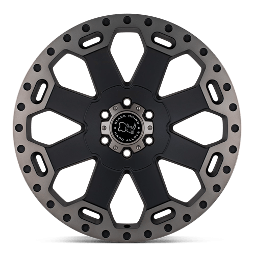 18" Black Rhino Hard Alloys WARLORD MATTE BLACK W/ MACH DARK TINT 5X110